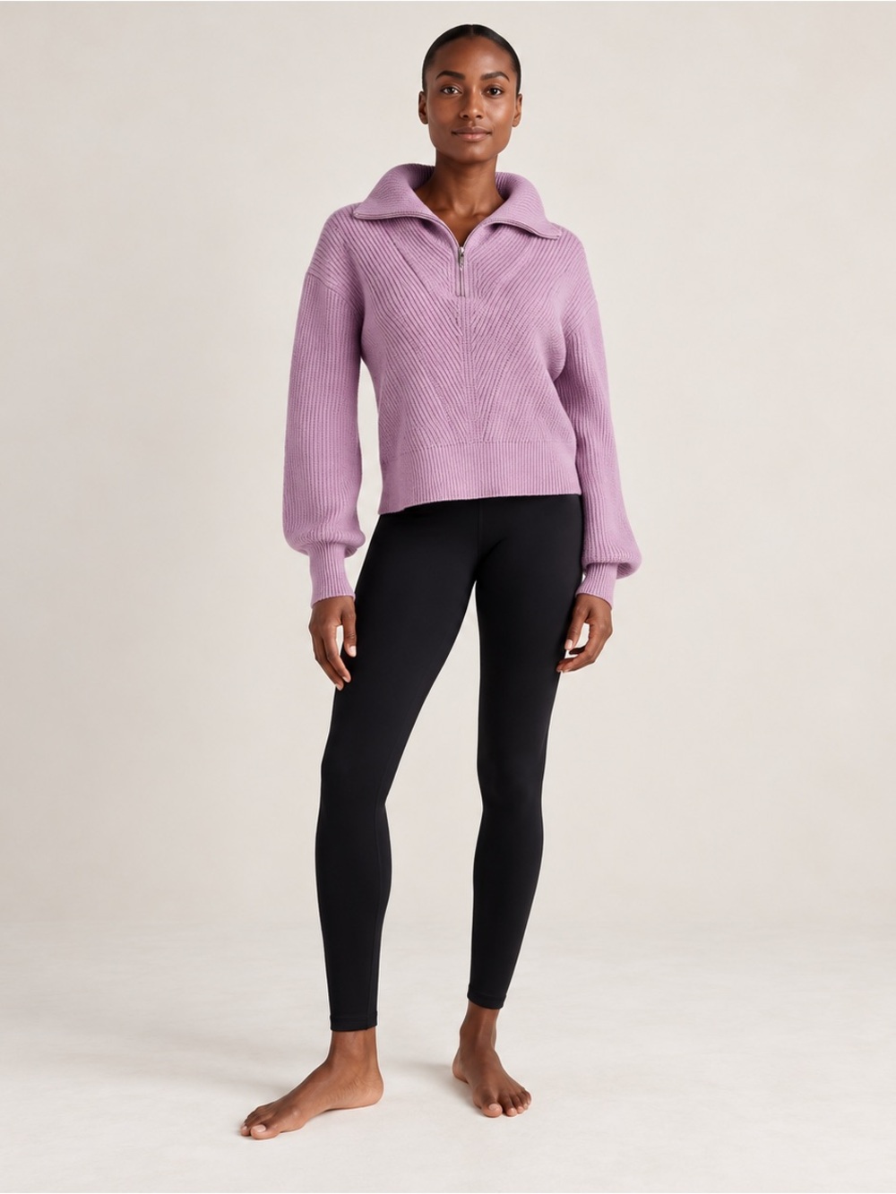 Varley Reid Half-Zip Knit Sweater Smoky Grape Size Small